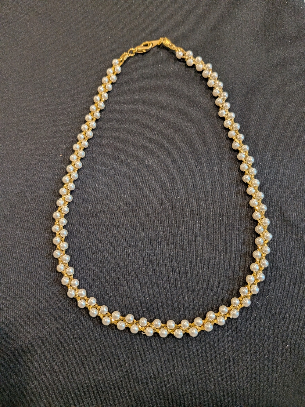 Vintage Before 1980s Gold Tone and Faux Pearl Beaded Necklace - Classic Jewelry